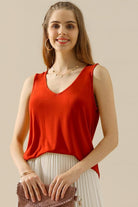 Ninexis Full Size V-Neck Curved Hem Tank Trendsi