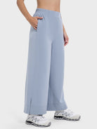 Slit Wide Leg Active Pants Trendsi