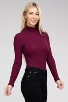 Long-Sleeve Turtleneck Bodysuit Ambiance Apparel