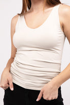 Front & Back 2-Way V-Neck Seamless Tank ZENANA