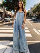 Adjustable Strap Wide Leg Denim Overalls Trendsi