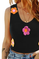 Flower Scoop Neck Knit Vest Trendsi