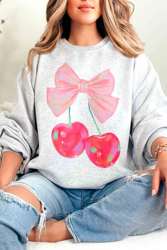 RETRO CHERRY WITH RIBBON Graphic Sweatshirt BLUME AND CO.