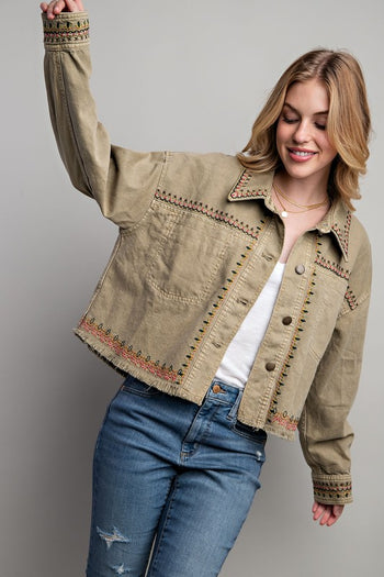 EMBROIDERED WASH COTTON JACKET Sweet Generis