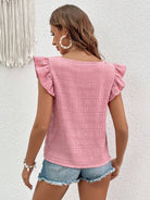 Ruffled Square Neck Cap Sleeve Blouse Trendsi