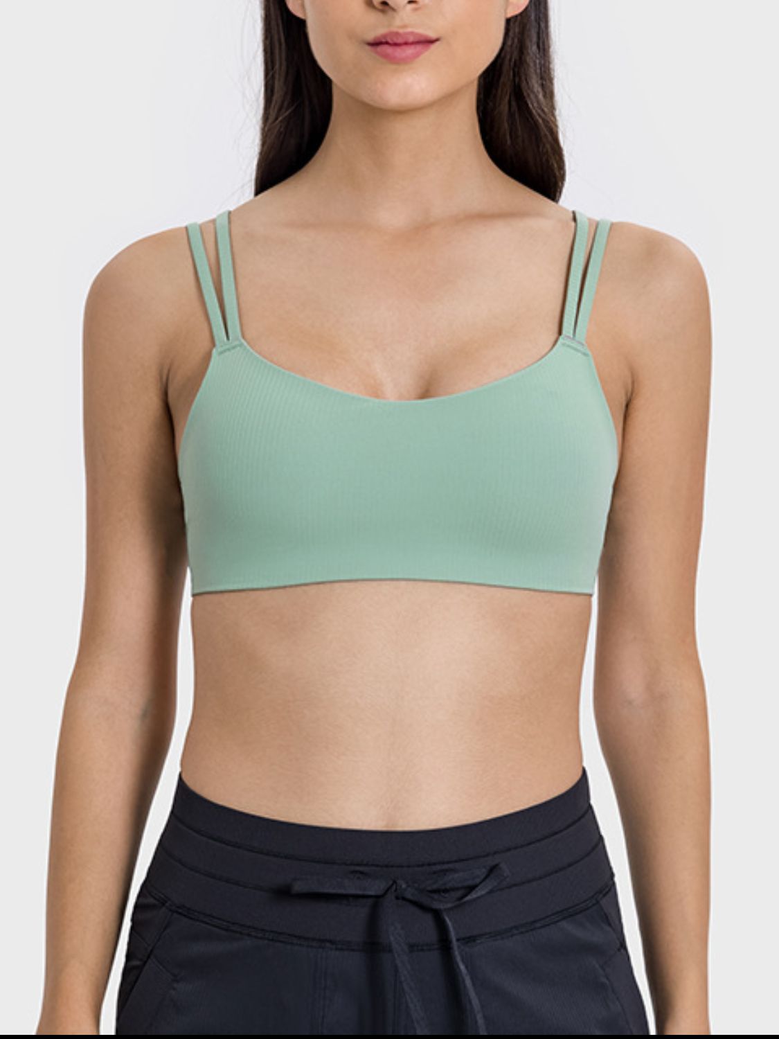 Scoop Neck Double Strap Active Cami Trendsi