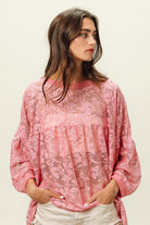 BiBi Floral Lace Long Sleeve Top Trendsi