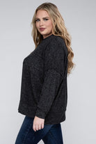 Plus Brushed Melange Drop Shoulder Sweater ZENANA