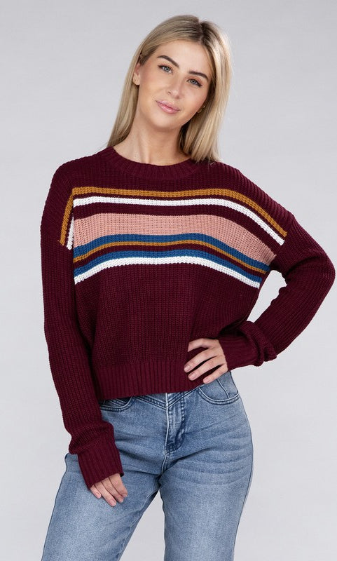 Striped Pullover Sweater Ambiance Apparel