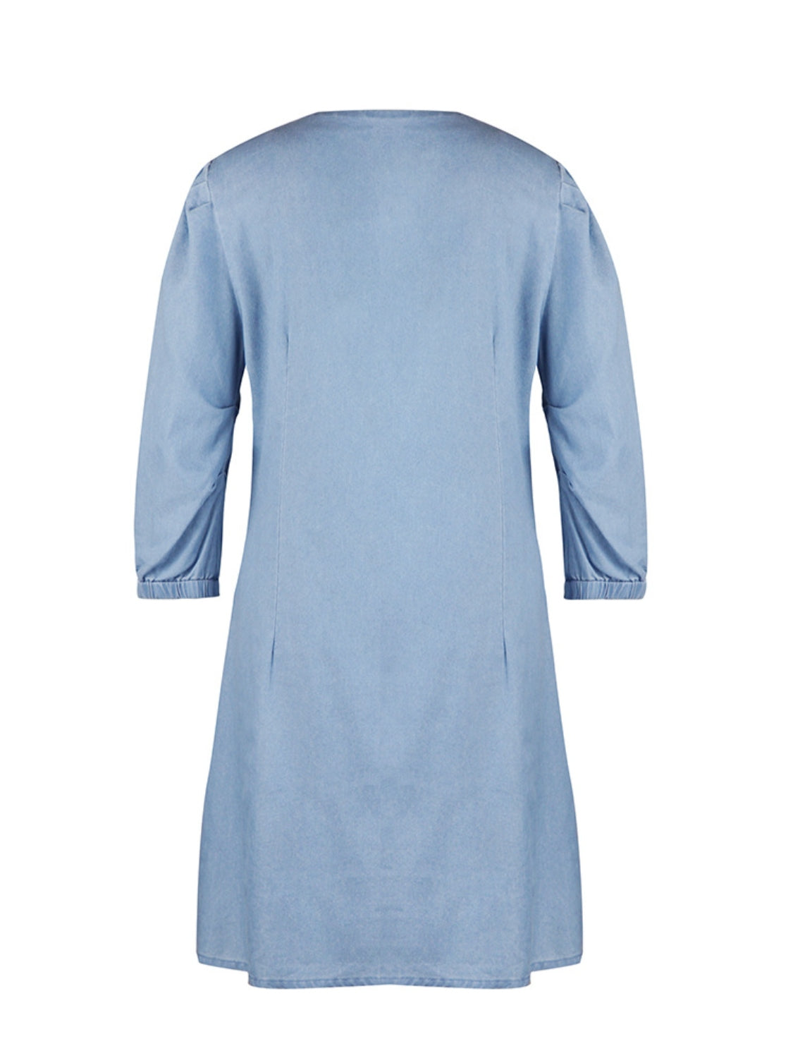 Full Size V-Neck Half Sleeve Denim Dress Trendsi