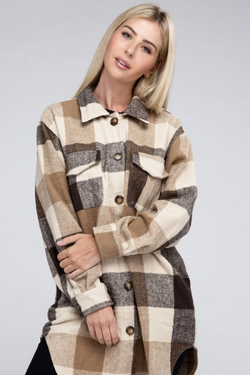 Multi Plaid Long Shacket Nuvi Apparel