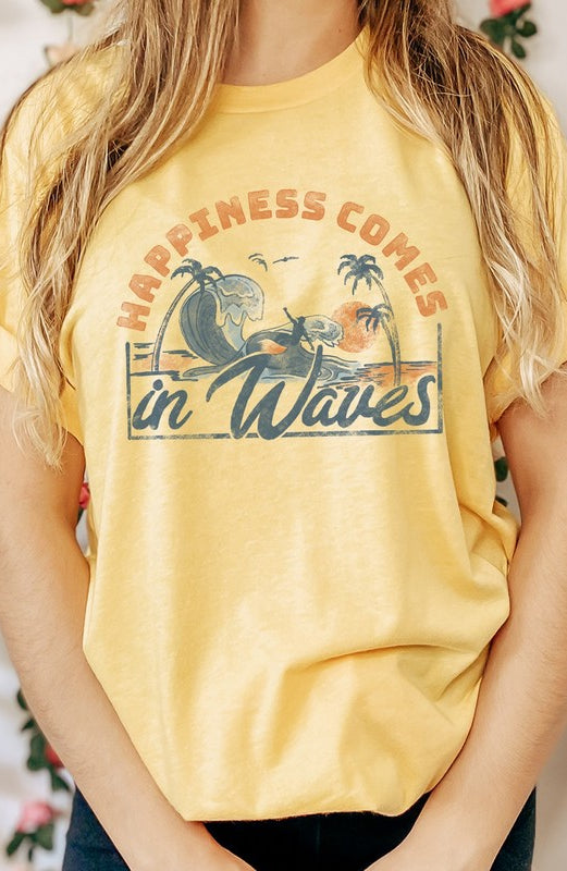 Happiness Comes In Waves Surf Graphic Tee Kissed Apparel