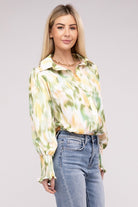 Allover Printed Long Sleeve Blouse Nuvi Apparel