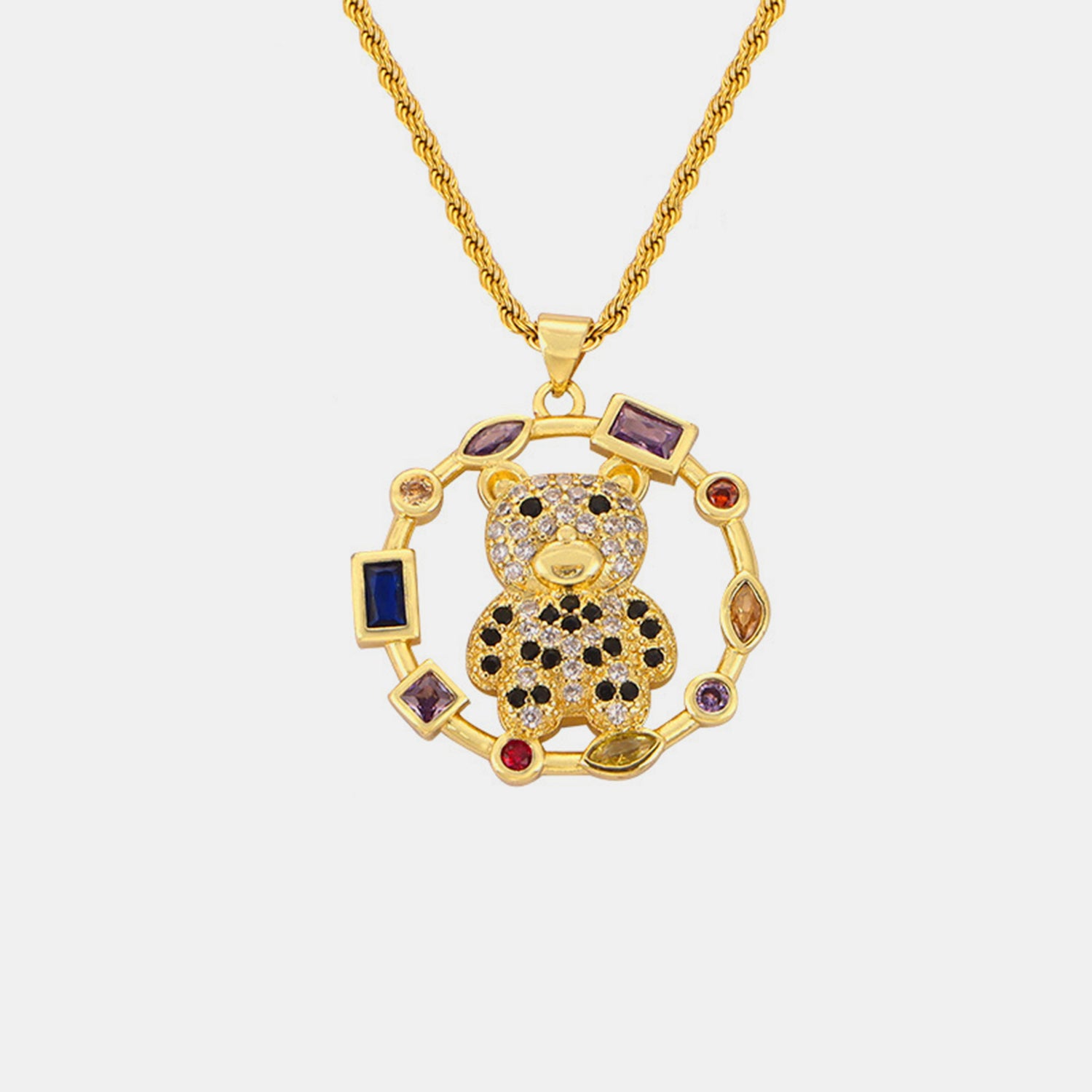 Titanium Steel Gold-Plated Bear Pendant Necklace Trendsi
