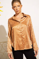 SATIN LEOPARD PRINT BUTTON DOWN TOP Sweet Generis