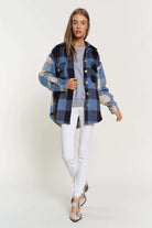 Plaid Chest Pocket Detail Shacket Davi & Dani