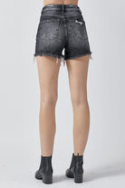 RISEN Full Size High Rise Distressed Denim Shorts Trendsi