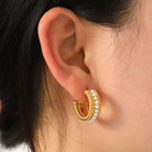 Stainless Steel Pearl C-Hoop Earrings Trendsi