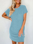 Round Neck Short Sleeve Mini Dress Trendsi