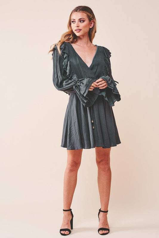 Ruffle Surplice Tied Mini Dress One and Only Collective Inc