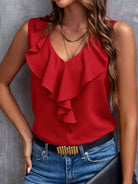 Ruffled V-Neck Tank Trendsi