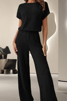 Round Neck Short Sleeve Jumpsuit Trendsi