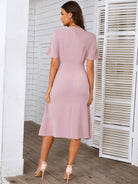 Round Neck Short Sleeve Midi Dress Trendsi