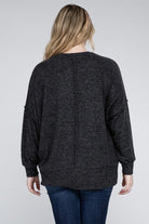 Plus Brushed Melange Drop Shoulder Sweater ZENANA