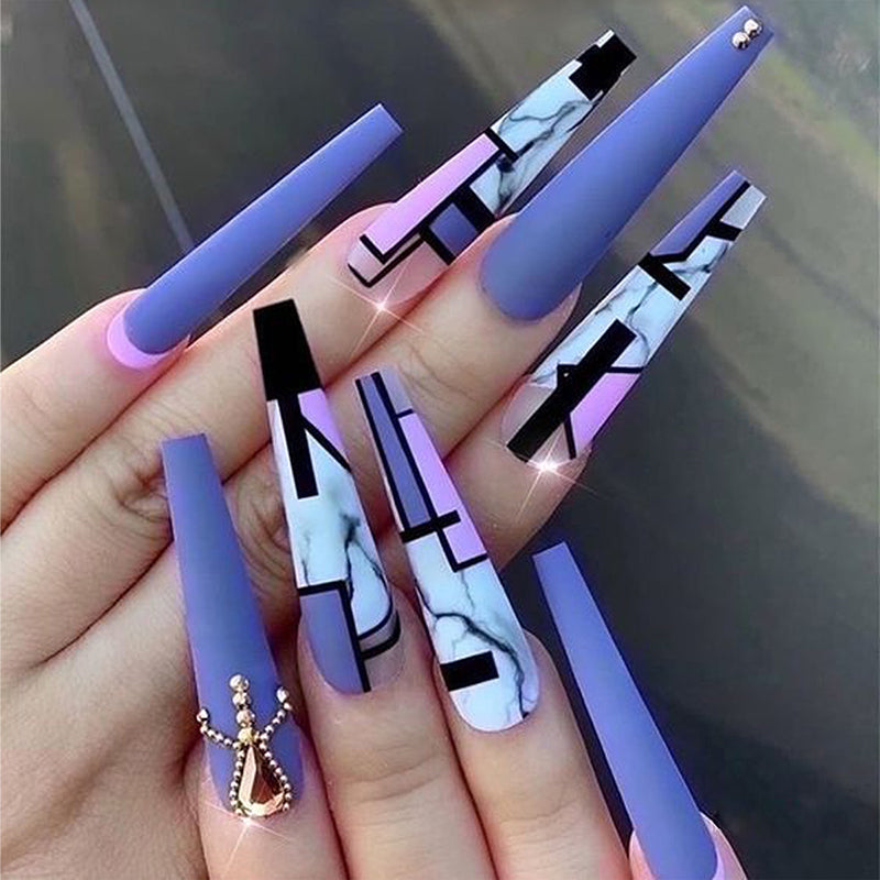 Press-on Nails Purple Geometric Abstract Lashy B Lash Bar