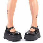 Fashionella Wednesday Addams Chunky Platform Gothic Mary Jane Shoes For Women Fashionella