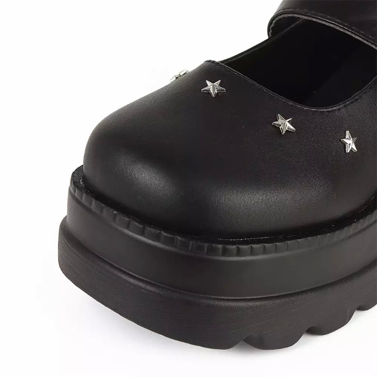 Fashionella Wednesday Addams Chunky Platform Gothic Mary Jane Shoes For Women Fashionella