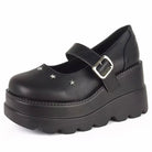 Fashionella Wednesday Addams Chunky Platform Gothic Mary Jane Shoes For Women Fashionella