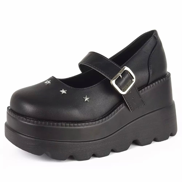 Fashionella Wednesday Addams Chunky Platform Gothic Mary Jane Shoes For Women Fashionella