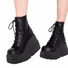 Fashionella Wednesday Addams Gothic Chunky Platform Punk Boots For Women Fashionella