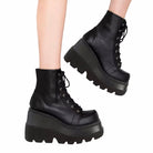 Fashionella Wednesday Addams Gothic Chunky Platform Punk Boots For Women Fashionella