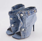 Women's Denim Sandals Vintage Slim High Heel Open Teeth Large Size Fashionella