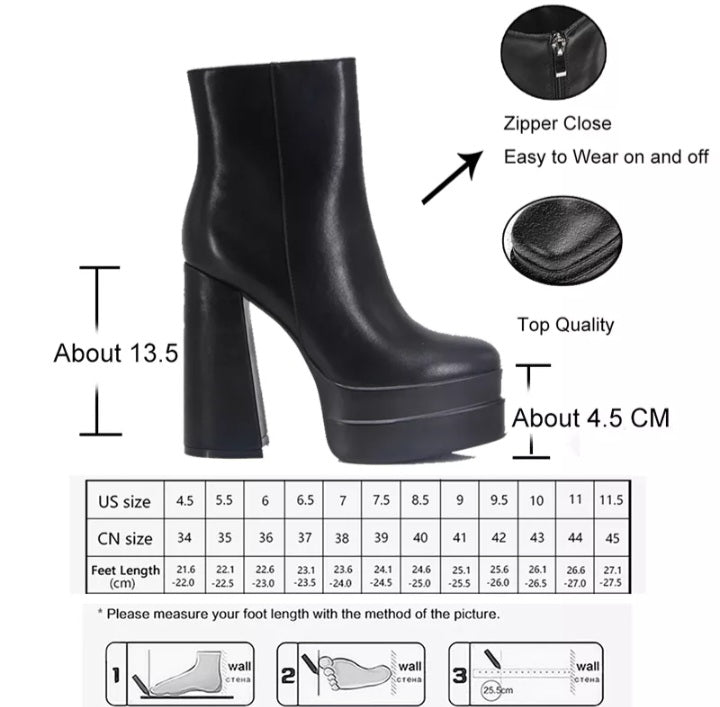 Fashionella Platform High Chunky Heel Women Ankle Gogo Boots Fashionella