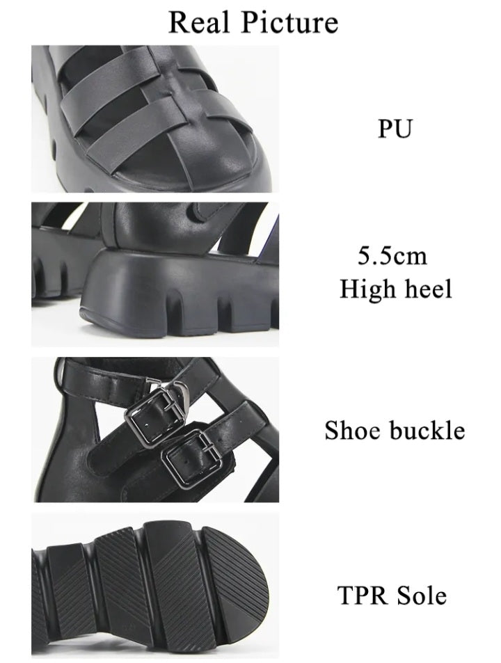 Fashionella Thick Sole Strap Buckle Women Fashion Sandals Fashionella