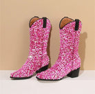 Fashionella Vintage Retro Style Sequin Women Western Cowboy Boots Fashionella