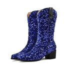 Fashionella Vintage Retro Style Sequin Women Western Cowboy Boots Fashionella