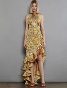 Fashionella Vintage Style Ruffles Sleeveless Celebrate Summer Print Dress Fashionella