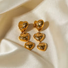 Rhinestone Stainless Steel Heart Earrings Casual Chic Botique
