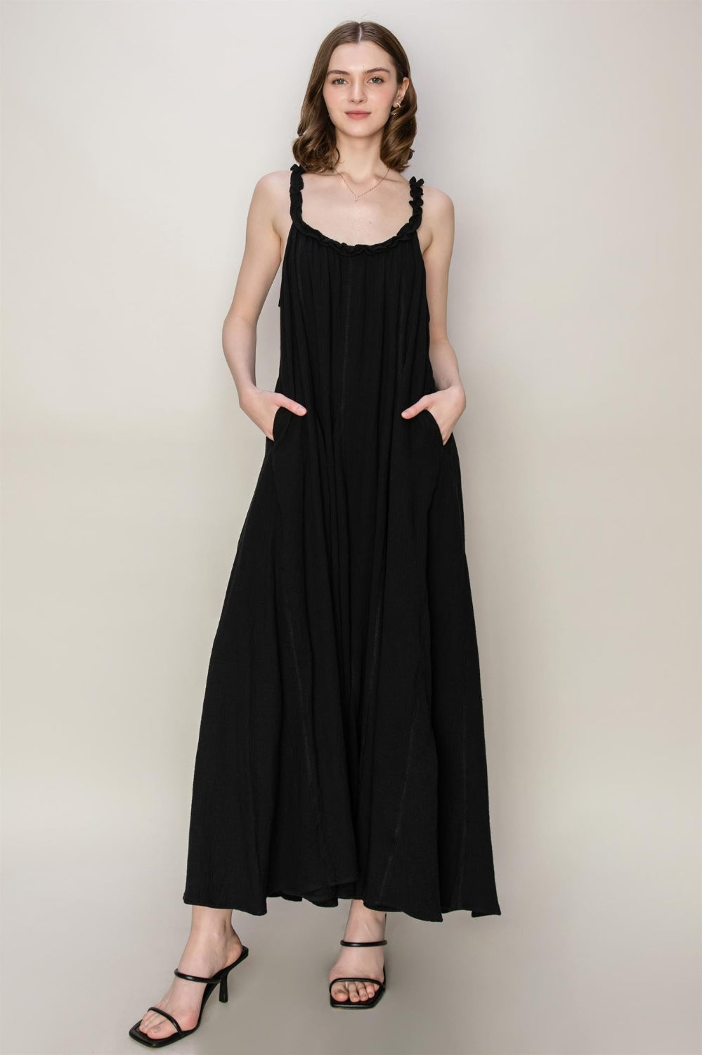 HYFVE Frill Sleeveless A-Line Maxi Dress Trendsi