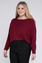 Plus Ribbed Batwing Long Sleeve Boat Neck Sweater ZENANA