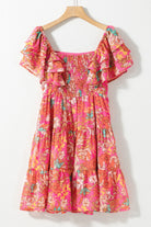 Ruffled Printed Square Neck Dress Trendsi