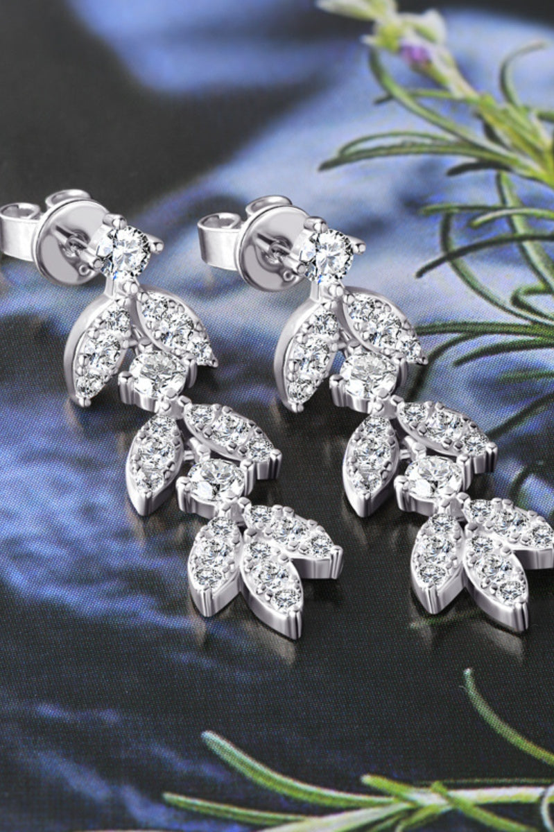 925 Sterling Silver Moissanite Leaf Earrings Trendsi