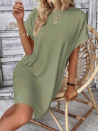 Round Neck Short Sleeve Mini Dress Trendsi