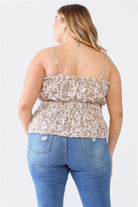 Zenobia Plus Size Frill Floral Square Neck Cami Zenobia