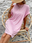 Round Neck Short Sleeve Mini Dress Trendsi