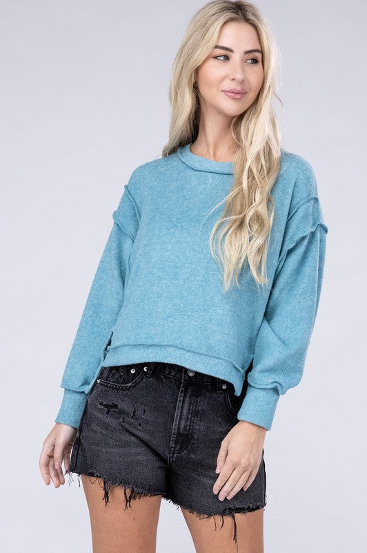 Brushed Melange Hacci Oversized Sweater ZENANA